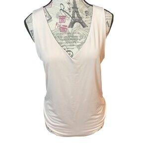 Express Ivory/pink V-Neck Bodysuit